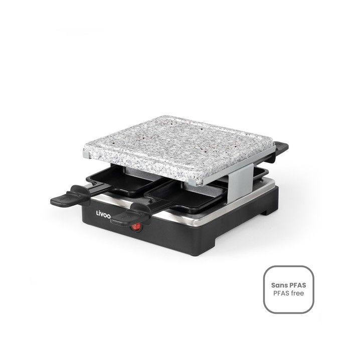 LIVOO Feel good moments - Appareil à raclette 4 personnes - Noir - Appareil à raclette 4 personnes