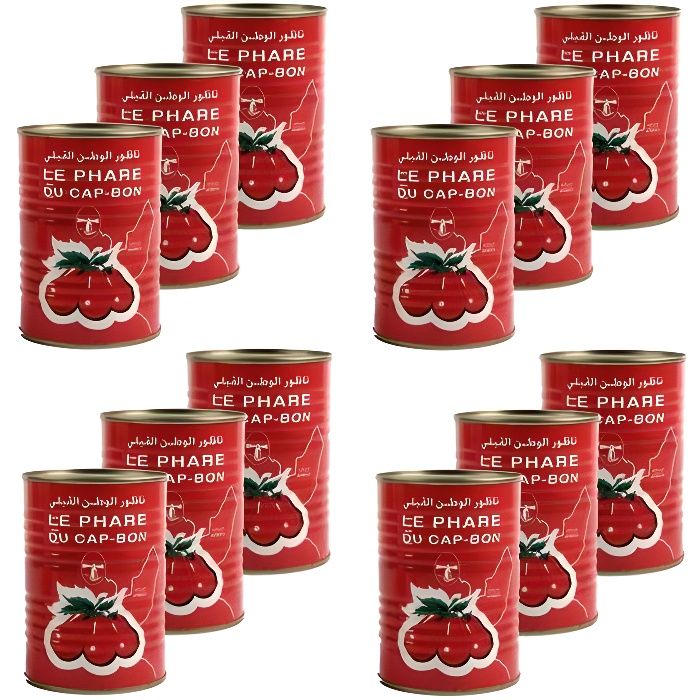 Lot 12X Double concentré de tomate - Le Phare du Cap Bon - conserve 400g (1-2)
