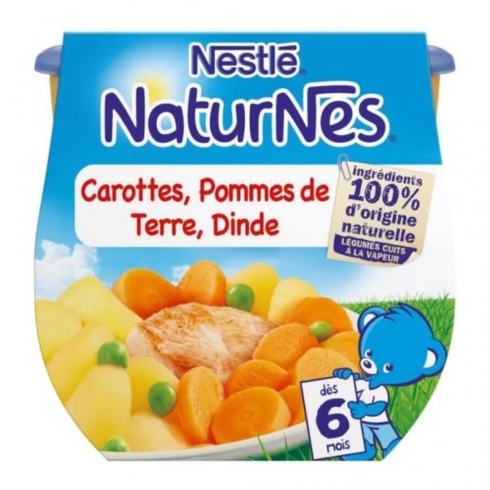 Nestlé Naturnes Carottes Pommes de Terre Dinde (dès 6 mois) par 2 pots de 200g (lot de 6 soit 12 pot
