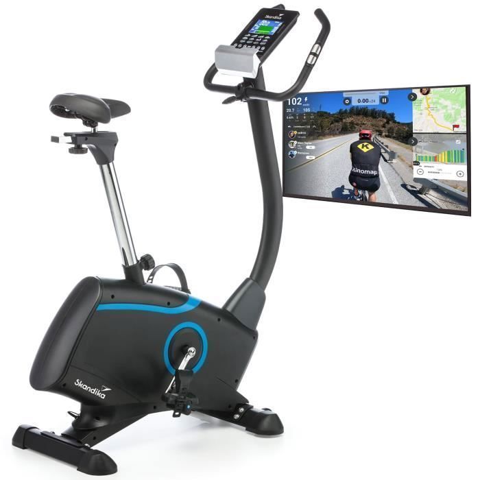 Skandika CardioBike Atlantis - Vélo Ergomètre D'appartement - 32 Niveaux de résistance - 12 Prog - Appli. - Inertie 10 kg -Max 150kg
