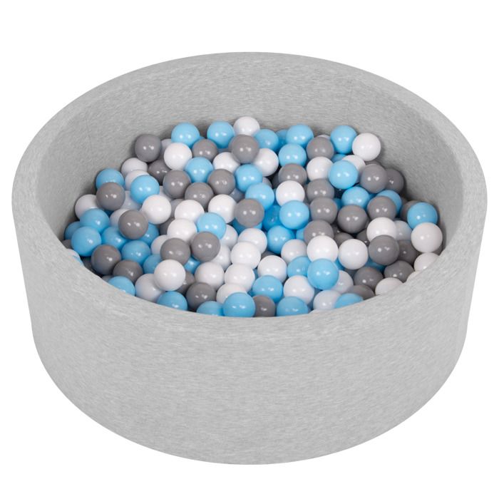Selonis Piscine À Balles 90X30cm-200 Balles Ronde En Mousse Pour Bébé Enfant, Gris Clair:Blanc-Gris-Babyblue