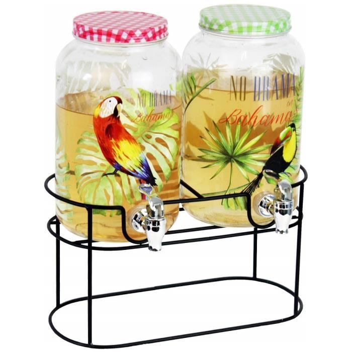 Double Fontaine a Boisson avec Support 2x3L - Distributeur Cocktail - 031