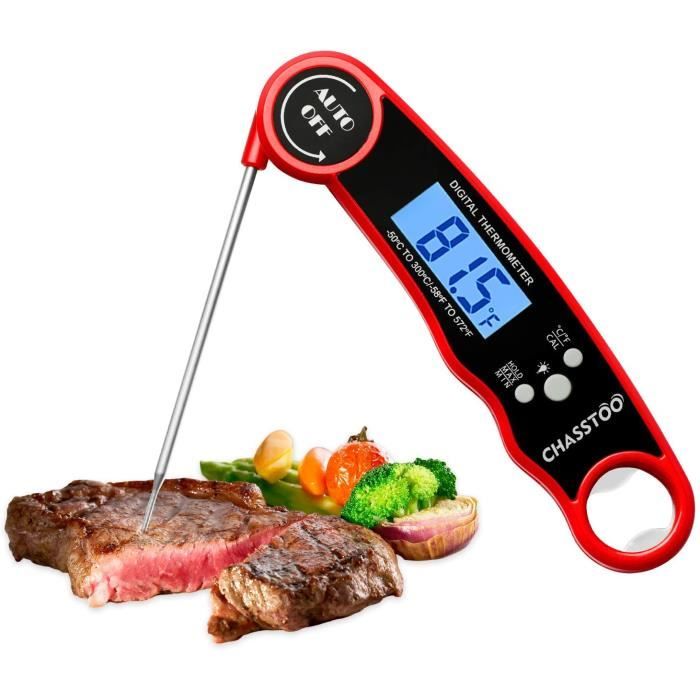 CHASSTOO Thermomètre Cuison, Thermomètre Viande, Thermomètre Alimentaire, Thermomètre Patisserie à Lecture Instantanée, Etanche IP67