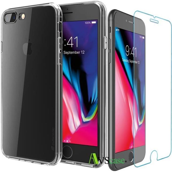 Pack iPhone 8 Plus - Coque Silicone + Verre Trempé - AVSCASE
