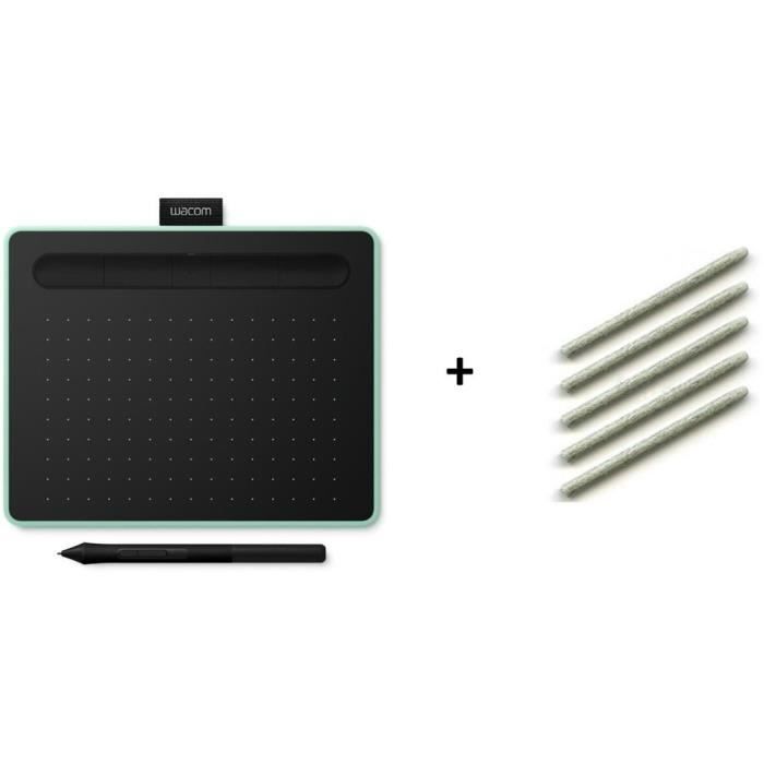 PACK WACOM : Tablette Graphique Intuos S Bluetooth - Pistachio + Stylet feutre 5 pointes ACK-20003
