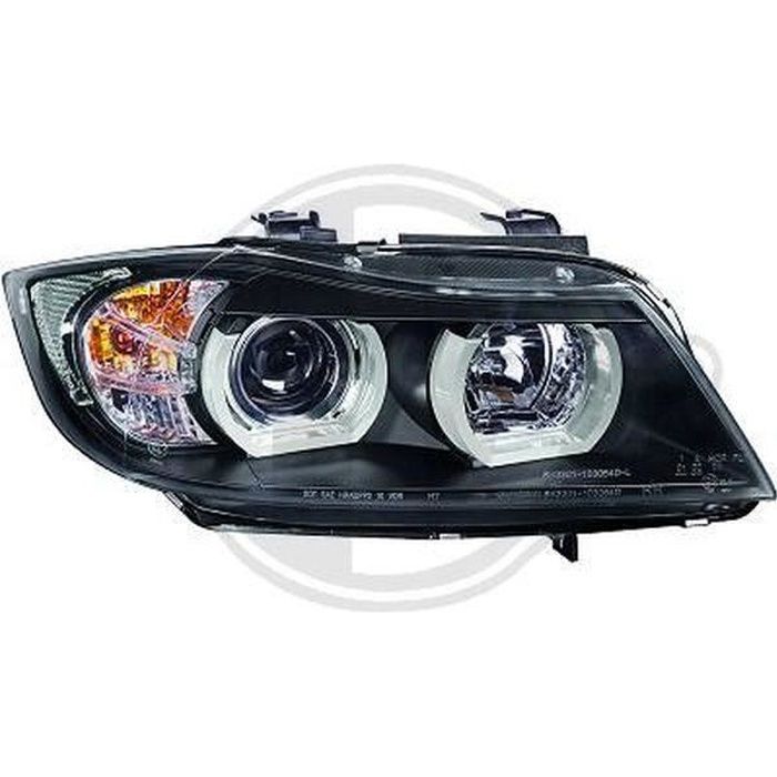Paire de feux phares BMW serie 3 E90 berline 05-08 angel eyes noir (686)
