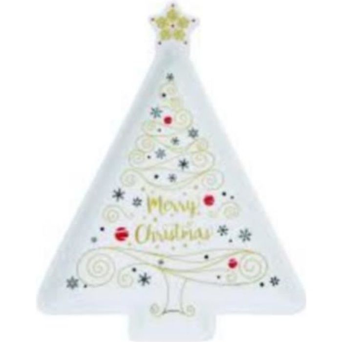 EASY LIFE Plat 21X16 forme sapin MERRY CHRISTMAS