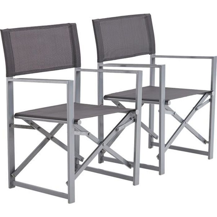 Lot de 2 Chaises Pliantes,Director Chaise,Maquilleur Pliante Chaise Portable Gain de place,Respirante et Durable,Argenté-Gris