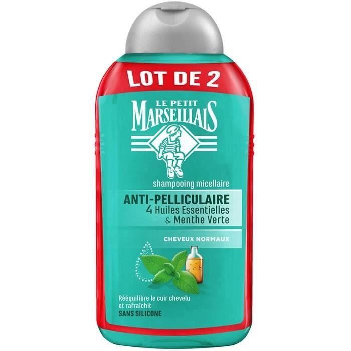LOT DE 4 - LE PETIT MARSEILLAIS : Shampooing micellaire anti-pelliculaire à la menthe 2x250ml