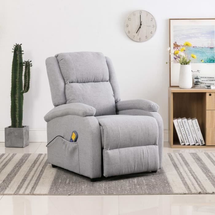 Fauteuil électrique de massage sofa Fauteuil relax RelaxationGris clair Tissu