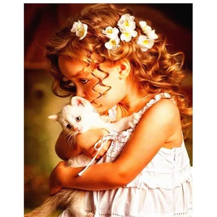 5D-DIY-5D Diamant Peinture Kits-Jolie Fille-Art de Diamant pour enfants-40x50cm(sans Cadre) Diamant Rond@Z2111