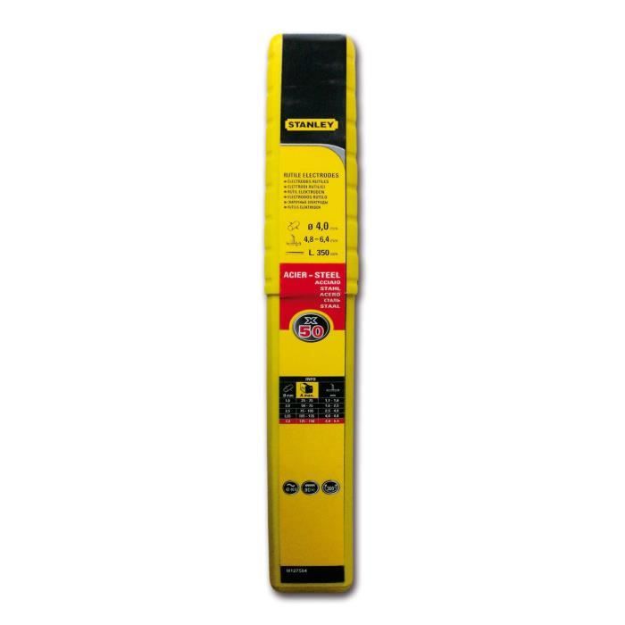 STANLEY 460840 Lot de 50 électrodes rutiles acier - Ø 4 mm - L 350 mm - Baguettes de soudure