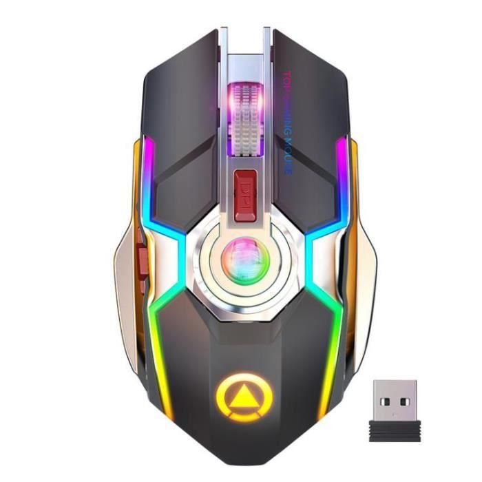 Souris sans fil rechargeable E-sports Gaming Souris silencieuse muette illuminée RVB