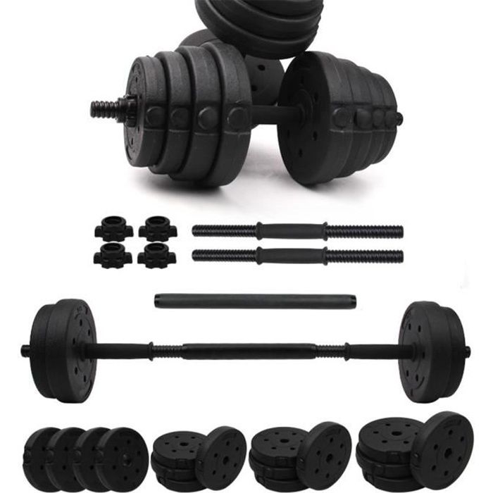 Willonin® 2 en 1 Haltère Réglables de Musculation 20KG, Avec Barre d'Extension pour Entraînement Homme Gym Musclation Fitness
