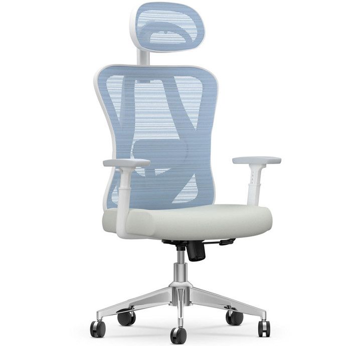chaise de bureau avec cintre | fauteuil ergonomique à 360 | 3d appui-tête & réglage en hauteur et accoudoirs | bleu