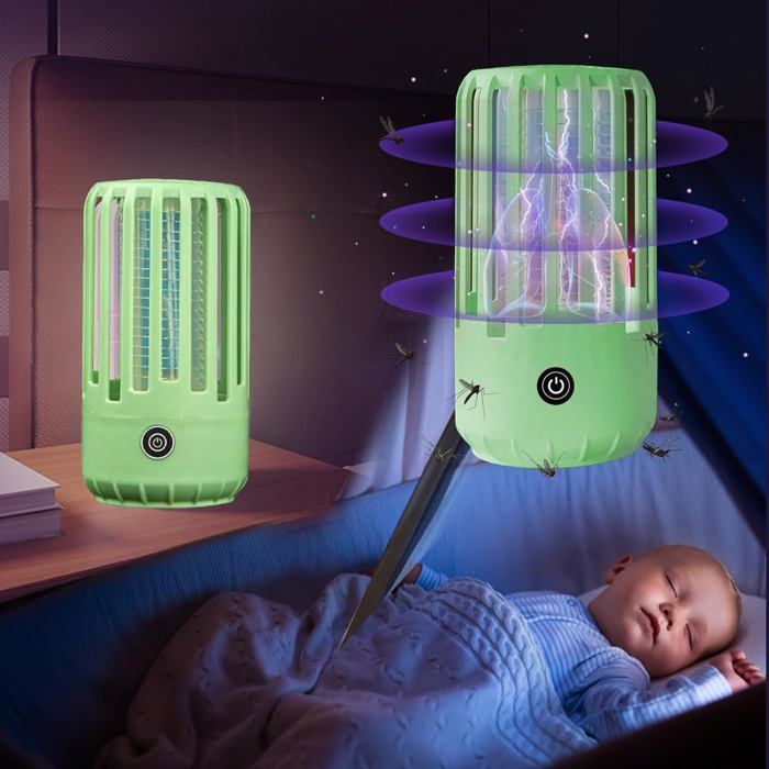 Lampe Anti-Moustique Rechargeable Lumière Chaude - Tueur D'Insectes Intérieur Extérieur Avec Veilleuse