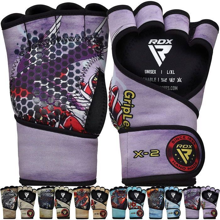 RDX Gants d&rsquo;halt&eacute;rophilie fitness rembourr&eacute;s M/L paume antid&eacute;rapante &eacute;lastiques pour
