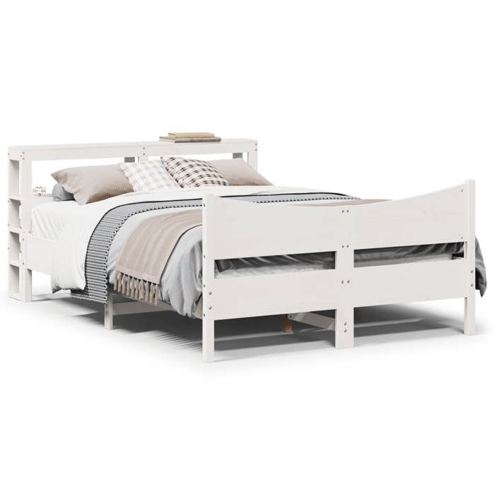 vidaXL Cadre de lit avec tête de lit blanc 120x190 cm bois pin massif 3306322