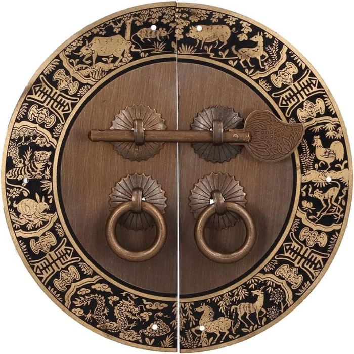 Poignée - LARGEIGHT - Double Porte - Laiton - Style Chinois - Couleurs multiples