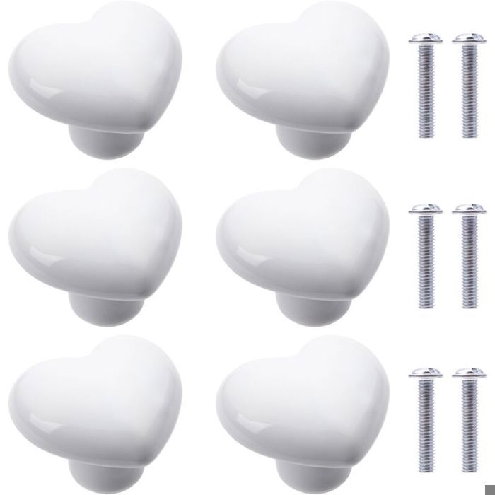 Boutons De Placard Enfant MOROBOR - 6 Pièces En Forme D'Étoile, Lune, Nuage - Anti-Choc, Blanc