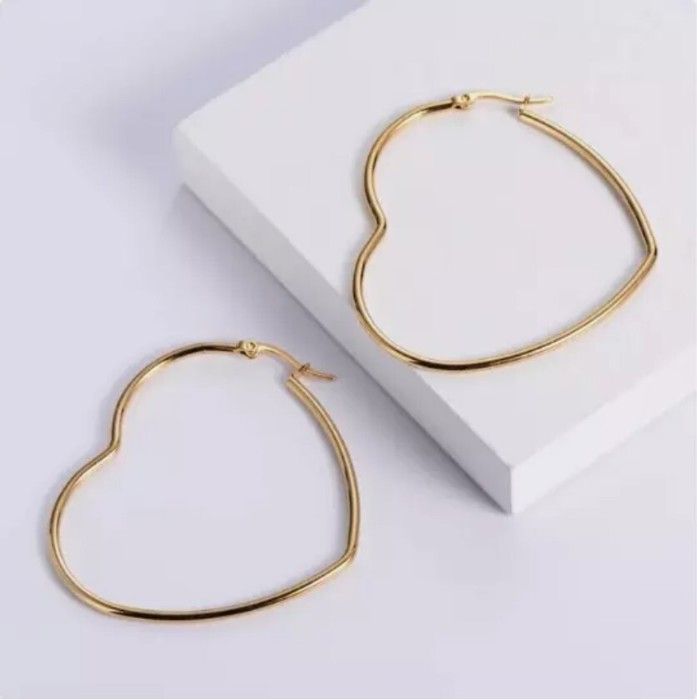 Boucles doreille créoles cadeau femme acier inoxydable doré Coeur