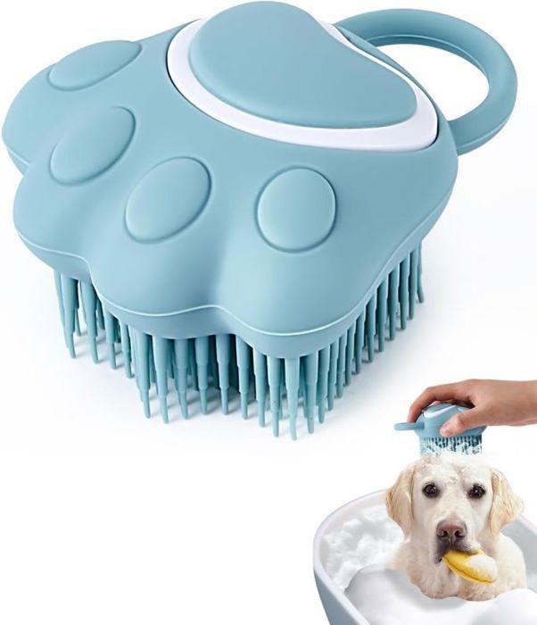 Meilleurs prix pour Brosse de bain pour chien, distributeur de Massage pour shampoing pour animaux de compagnie, brosse de douche de toilettage, ble