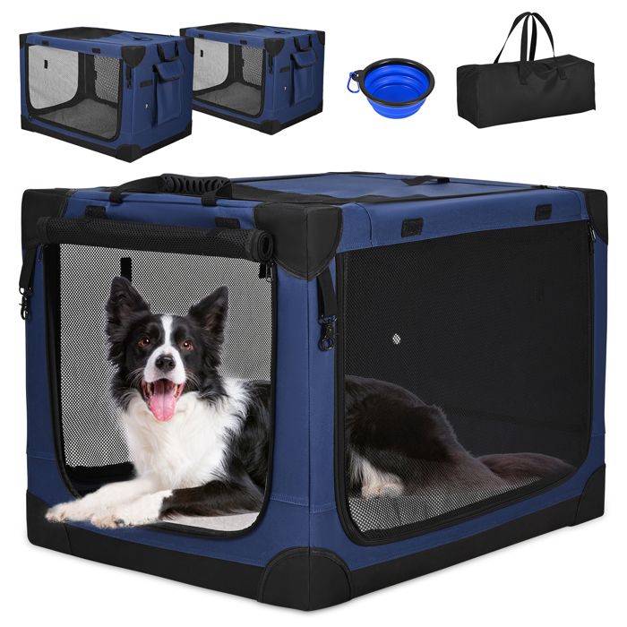 Comparer les prix de Caisse de Voyage pour Chien - TTLIFE Cage de Transport pour Chiens de Grande Taille - Caisse Pliable pour Voiture,35.4×25.2×25.2in