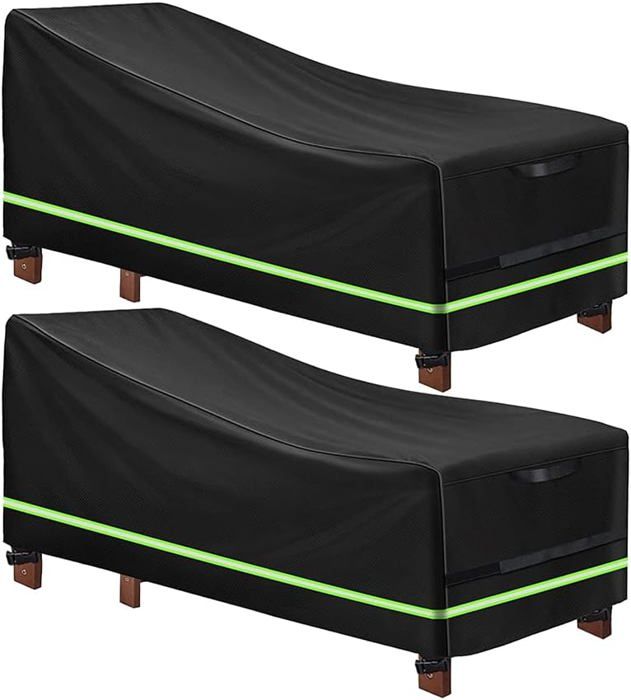 Housse De Chaise Longue Pour 2 Personnes - Protection Oxford 600D Imperméable Noire 210x160x35/75 Cm