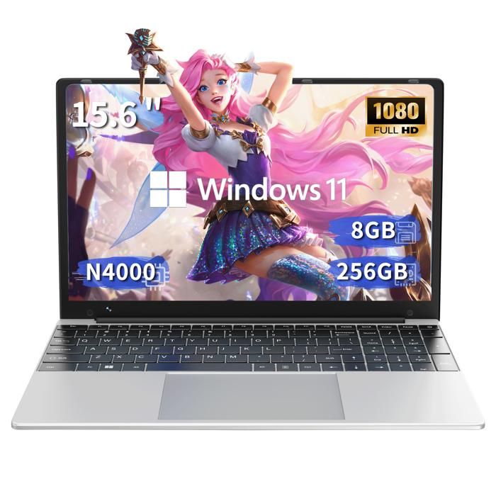 PC portable-15.6Intel Celeron N4000(Jusquà 26 GHz)8Go RAM DDR4 256Go SSDWindows 11PROWiFi5HDMI，Ordinateur Portable