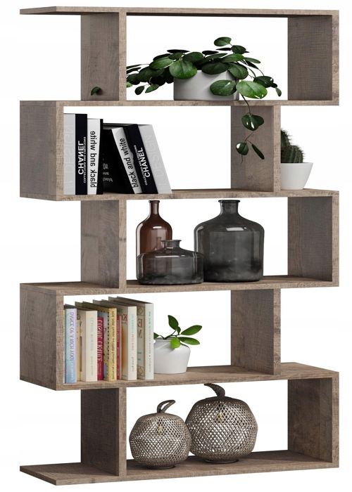 Bibliothèque Étagère à 5 Niveaux - Meuble de rangement Style contemporain - Chêne colonial - 76 4x28x176 cm