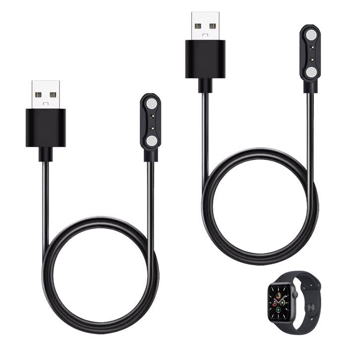 2 Pièces Universel Chargeur Montre Connectée 2 Pin 4mm Magnétique Chargeur pour Smartwatch Charge Rapide et Sécurisée