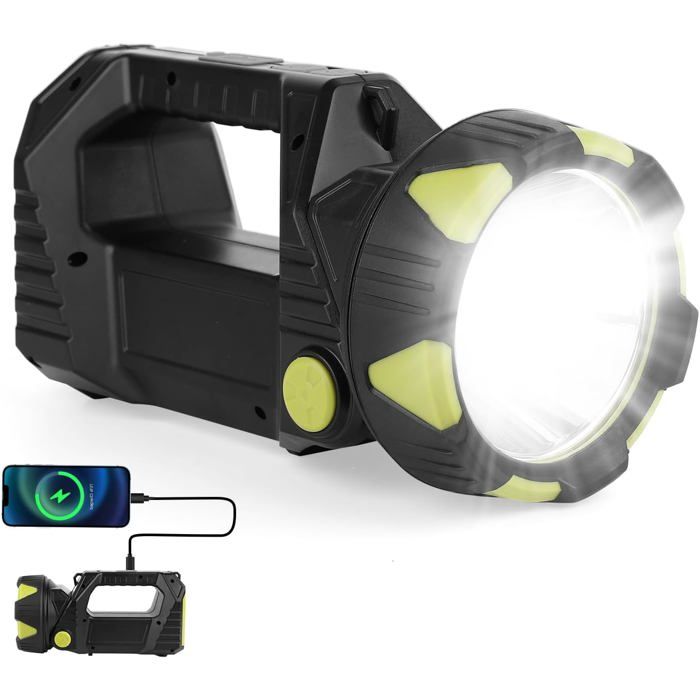 Torche / lampe de poche - Rechargeable - LED super lumineuse - Banque dalimentation USB - 8 modes