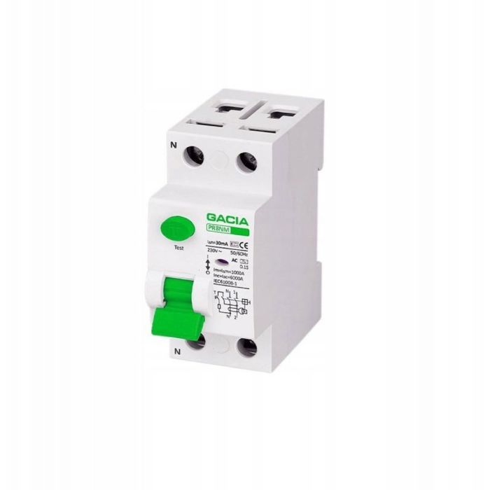 Disjoncteur différentiel - Gacia PR8NM 2P 25A 30mA - 6 kA - Intérieur - Rectangulaire