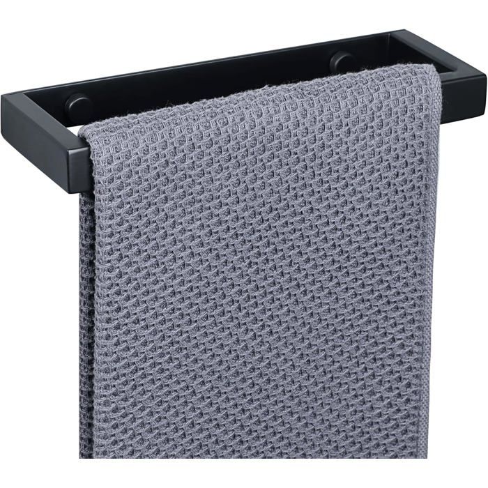 Porte-serviette mural - YUMI MAZAO - Egjf020-B-2023 - Noir mat - 20 cm - Sans perçage