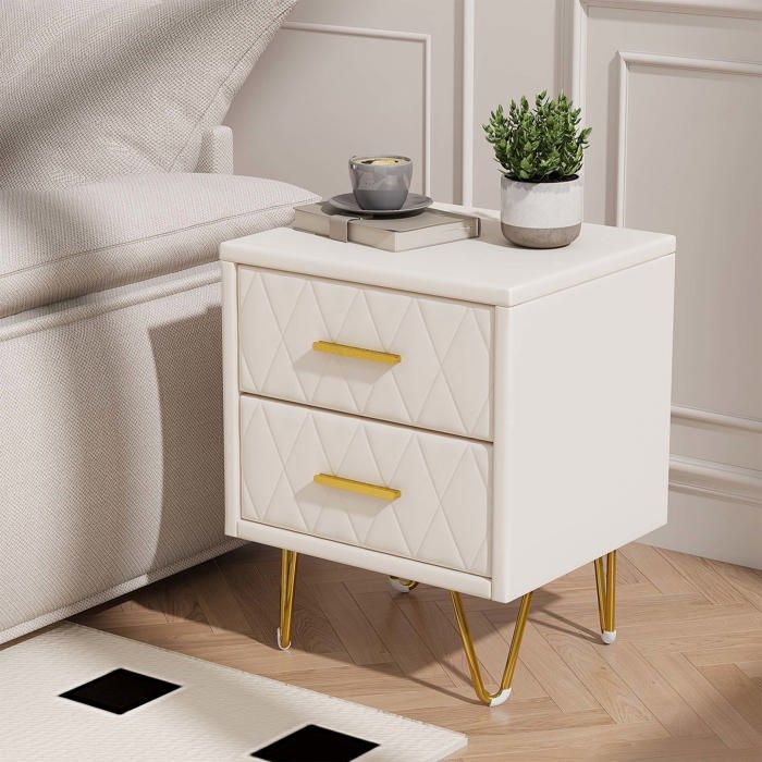 Lot de 2 Tables de Chevet avec 2 Tiroirs, 38,5 x 30,5 x 52,5 cm, Style