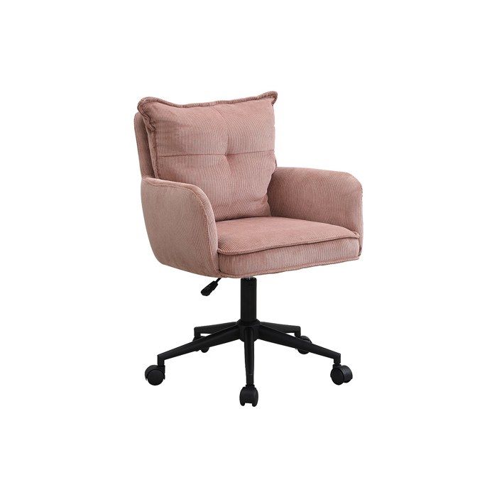 Chaise de bureau - Velours côtelé - Rose et noir - Hauteur réglable - BATARU Chaise de bureau - Velours côtelé - Rose et noir - Hauteur réglable - BATARU
