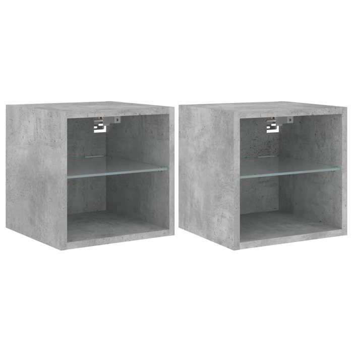 “Winter SaleTOP Armoire TV classique Gris - Meubles TV muraux et lumières LED 2pcs gris béton 30x285x30cm PRO86571