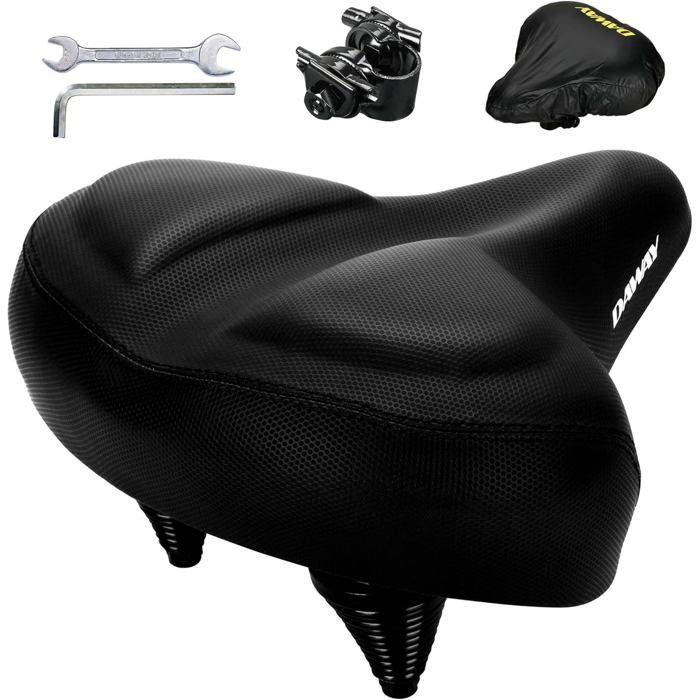 Selle de vélo - DAWAY - C40 - Mousse à mémoire - Cuir imperméable - Extra-large (Peloton/VTT)