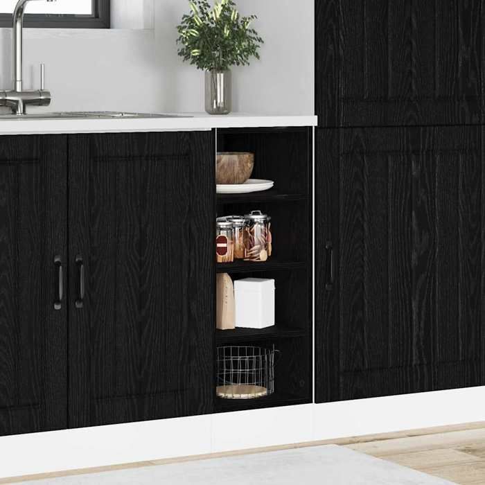 Meuble de cuisine bas - vidaXL - Riga - Chêne noir - 30x445x815 cm - Bois dingénierie - Grand espace de stockage