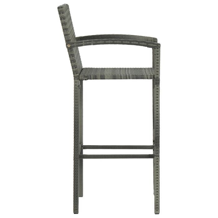 Tabourets de bar en résine tressée - WIENS - Lot de 4 - Gris - 52x56x118 cm - Hauteur du siège 80 cm - Résistant aux UV