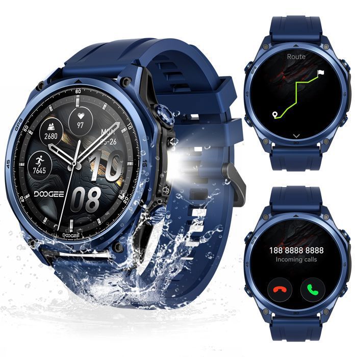 Montre Connectée DOOGEE Anywise W1 Pro Écran 1.43 AMOLED Dual Band GPS Cartes Offline 5ATM Étanche 170+ Modes Sport
