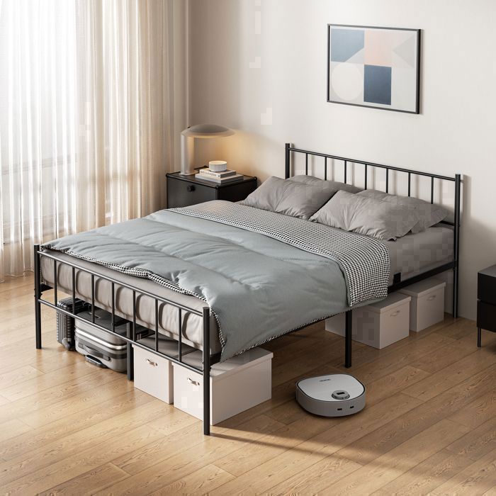 Cadre de Lit Double 140x190 cm - avec Tête de Lit en Métal - AURALUM MAX - Lit 2 personne - Noir Cadre de Lit Double 140x190 cm - avec Tête de Lit en Métal - AURALUM MAX - Lit 2 personne - Noir