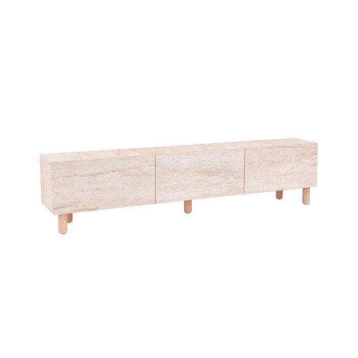 Meuble TV en bois Alvin - 180 x 31 x 42 cm - Beige