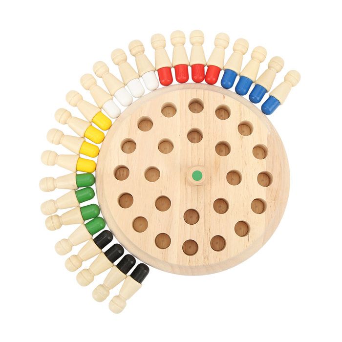 Jeu De Mémoire En Bois – Plateau 24 Trous, 6 Couleurs, Dé Inclus, Montessori, éducatif, Famille, Voyage