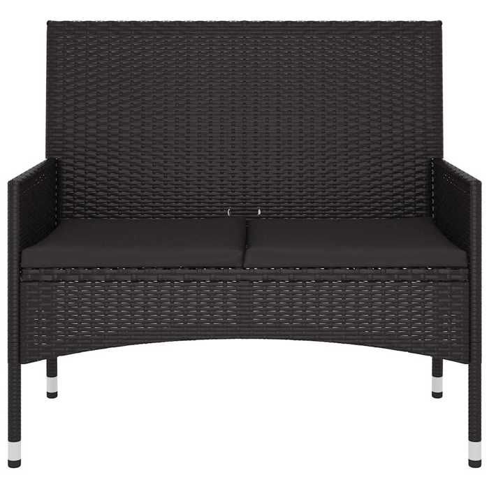 RebaisBanc de jardin 1 PC - SWEETY - Banquette de repos - à 2 Places avec Coussins Noir - Résine tressée - 1/2 personnes LH8511182