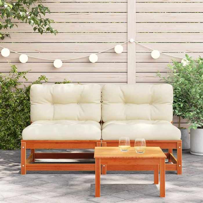 Canapés de jardin sans accoudoirs coussins - 2pcs - moderne - Mobilier de jardin - bois massif pin CC2436