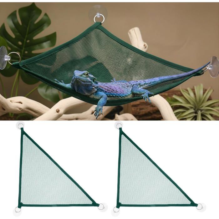 Hamac Pour Reptile 2 Pièces Maille Respirante Accessoire Pour Terrarium Adapté Aux Lézards Geckos Serpents Vert