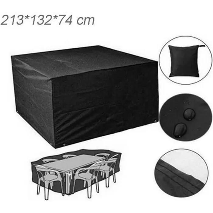 Housse de protection forme rectangulaire noir pour salon de jardin