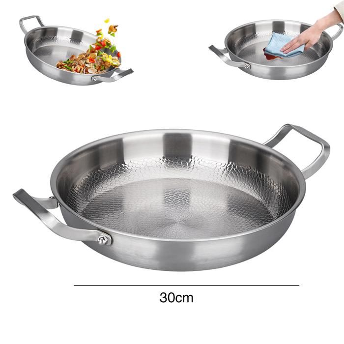 Poêle à frire à double poignée en alliage titane - 30cm Poêle à frire -Non revêtu - Chauffage uniforme - Compatible tous les poêles