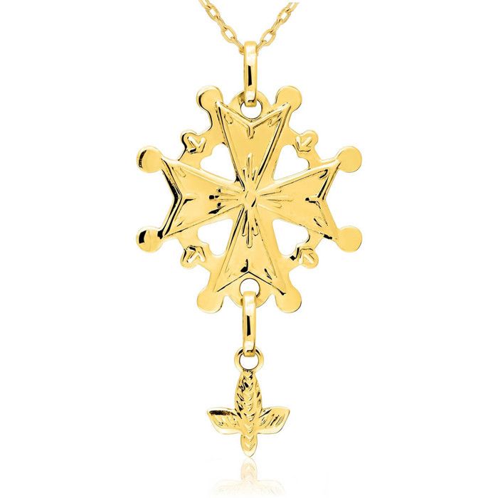 Pendentif Croix Huguenote - LAtelier dAzur - Or jaune 375 - Croix Huguenote - Dimensions 3x1.8 cm - Poids 0.80 g Pendentif Croix Huguenote - LAtelier dAzur - Or jaune 375 - Croix Huguenote - Dimensions 3x1.8 cm - Poids 0.80 g